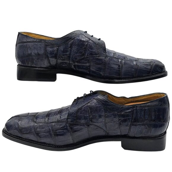 NEW Belvedere Exotic Navy Blue Crocodile Dress Shoes Men size 15 Split-toe Derby main image 10